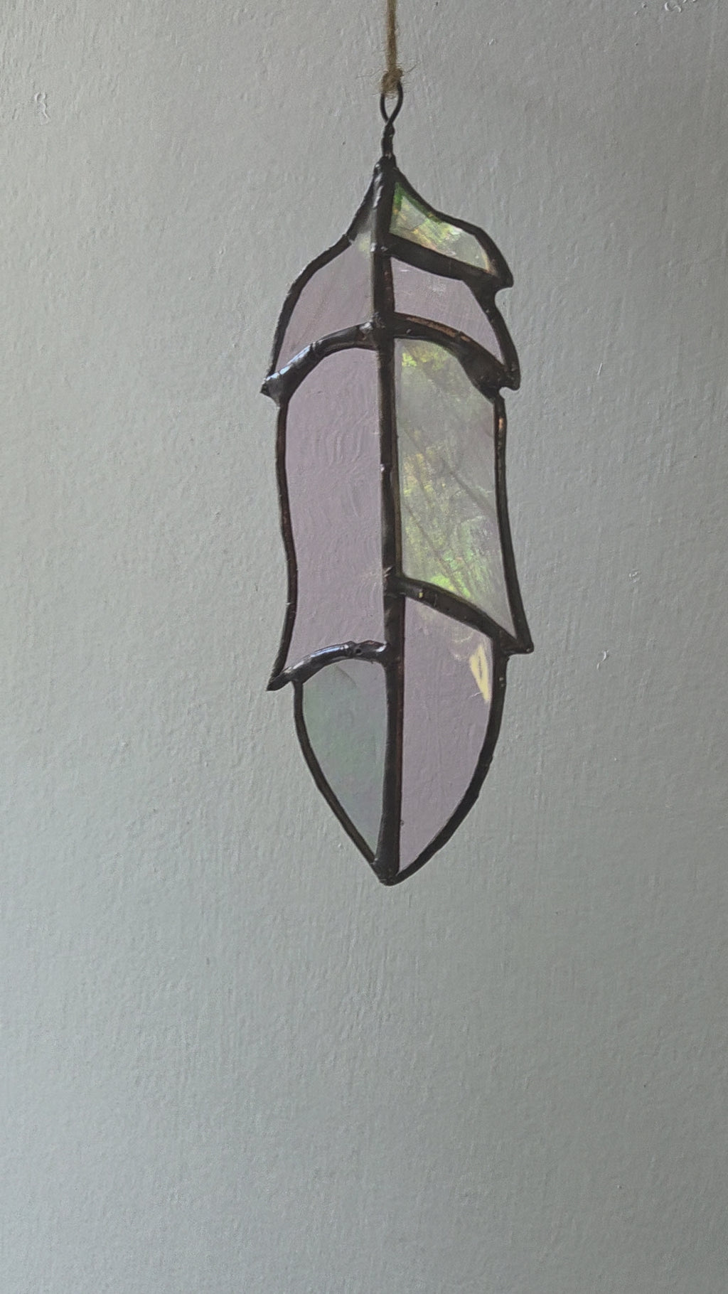 Leadlight / stained glass sun catcher bird feather handcrafted one off piece