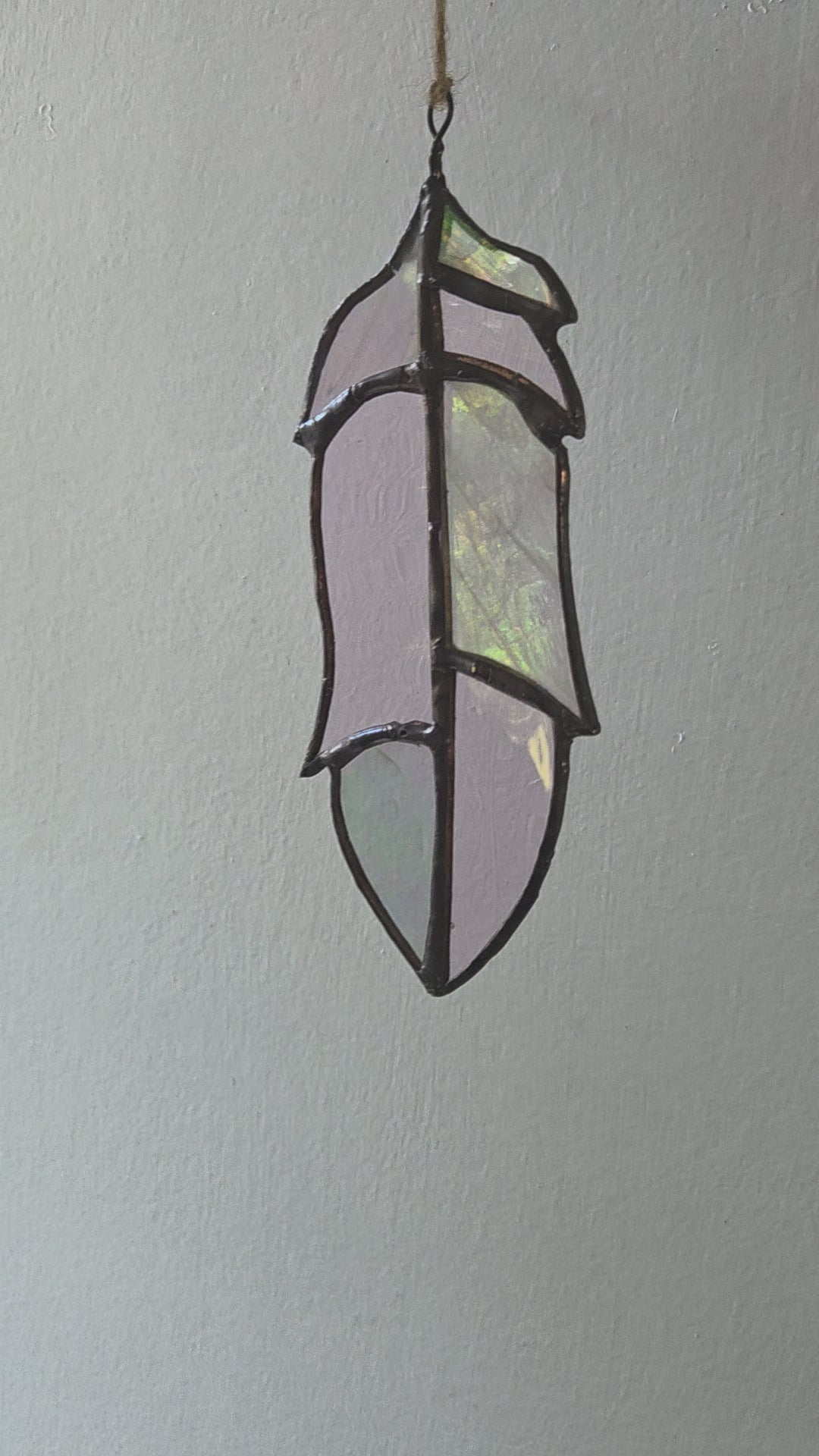 Leadlight / stained glass sun catcher bird feather handcrafted one off piece