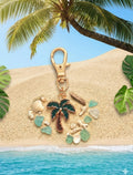 Palm tree key ring key chain with gold clasp