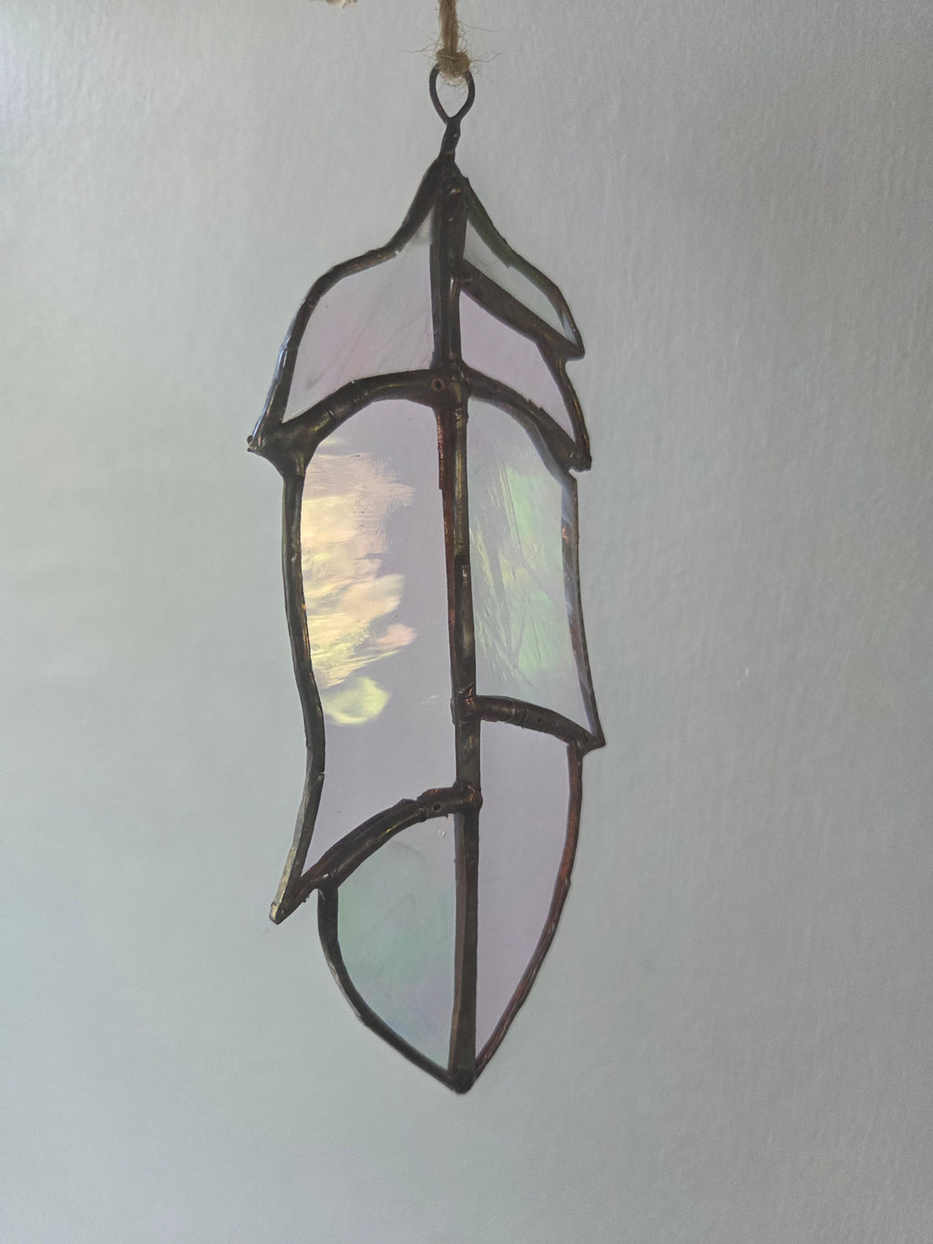 Leadlight / stained glass sun catcher bird feather handcrafted one off piece