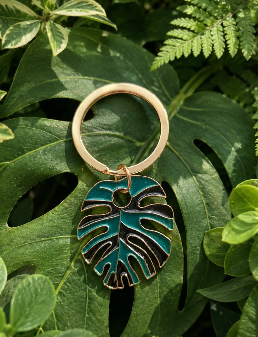 Monstera plant key ring key chain