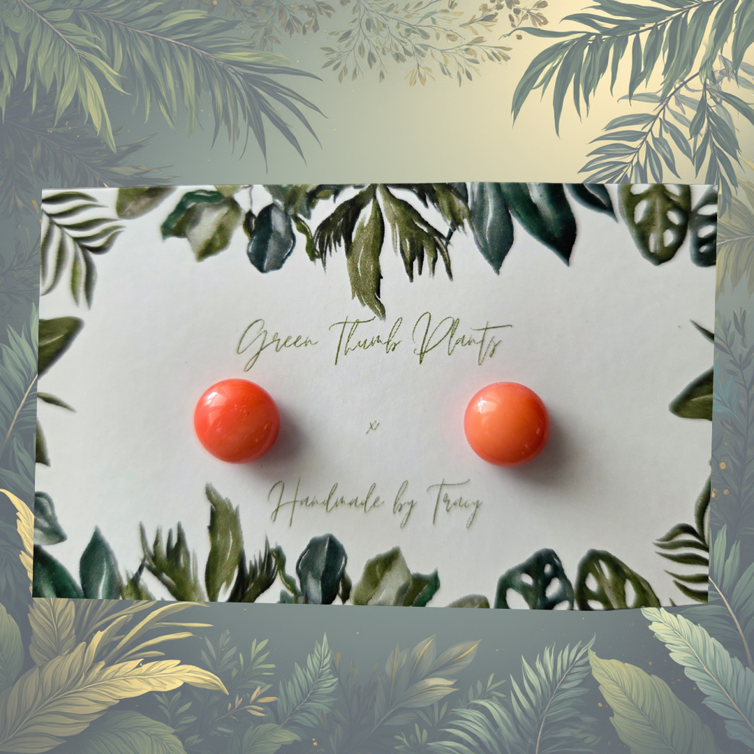 Glass earring studs - Orange Orchid